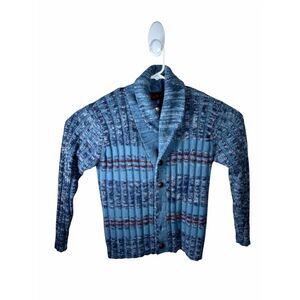Vintage Sigallo Blue  100% Acrylic Cardigan Sweater Size Large. See the Descr.